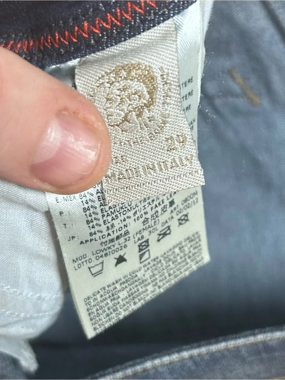 Diesel Jeans Mens Fits: 32x28 Blue Lowkey Regular Sim Straight Marbling Distress